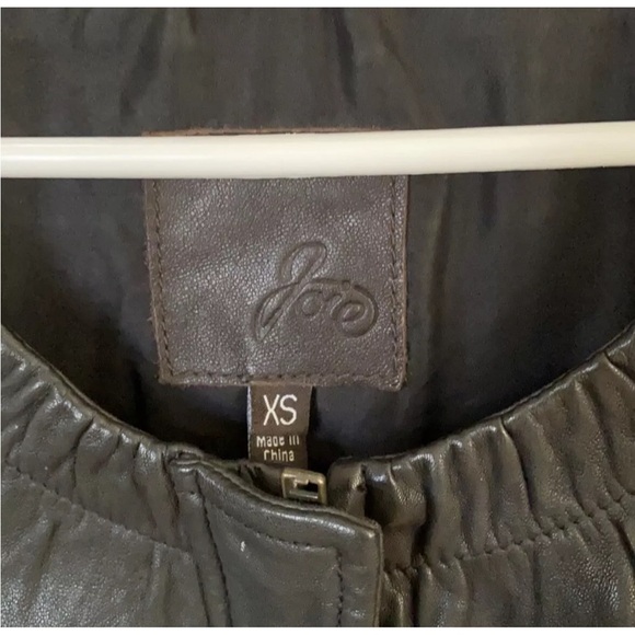 Joie Cropped Black Leather Bomber Jacket XS - Picture 4 of 8